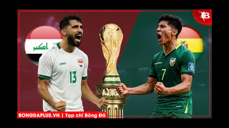 Cầu thủ Iraq và Bolivia đối diện trên sân cỏ
